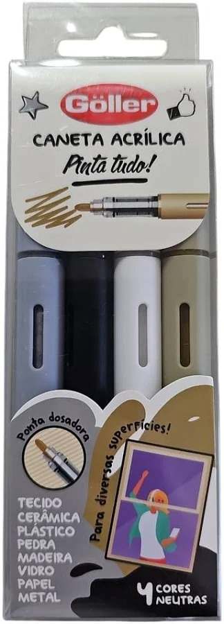 CANETA PINTA TUDO ACRILICA C/4 PCS